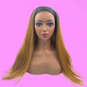 Caramel Brown Straight Headband Synthetic Wig